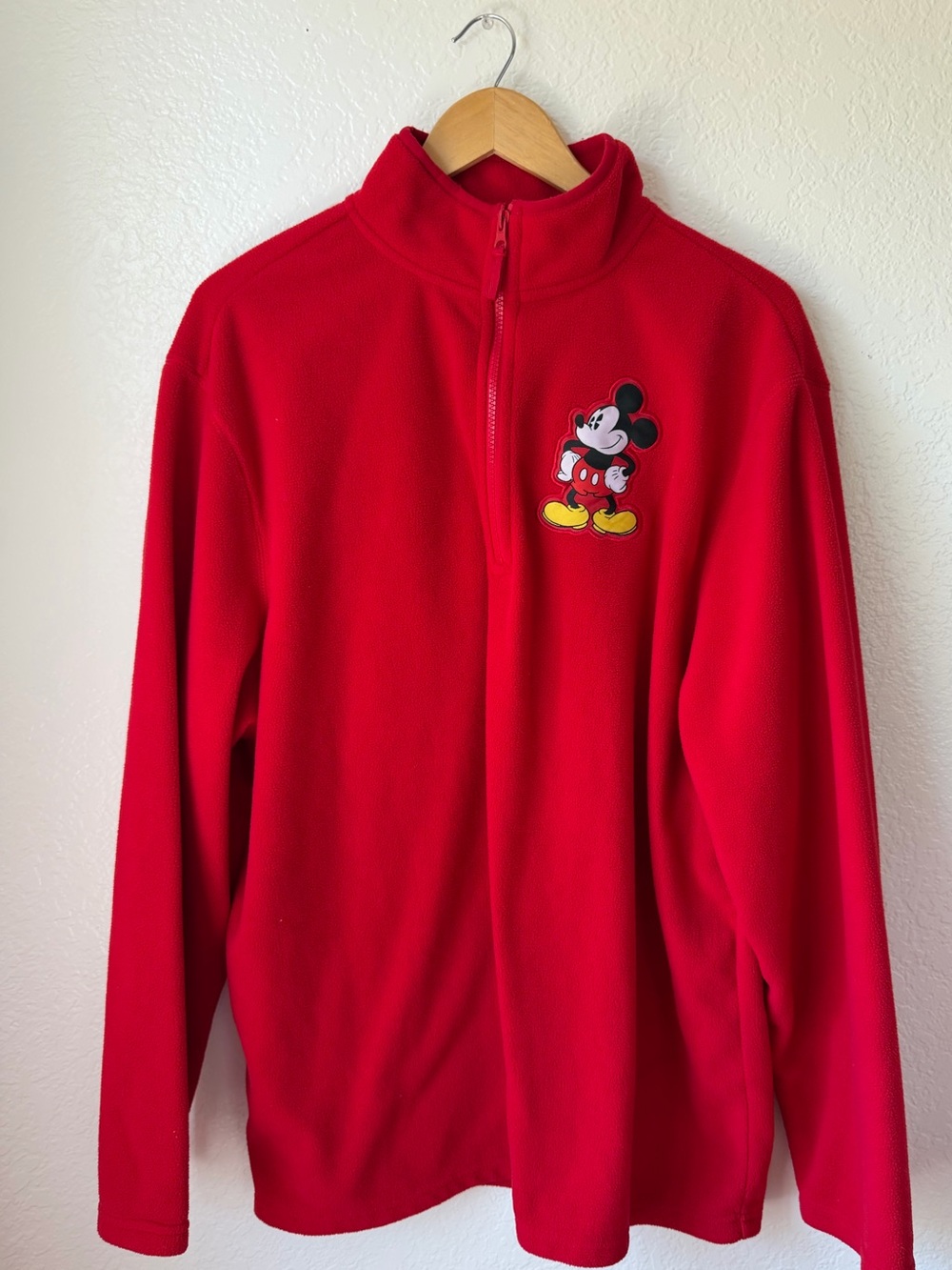 Disney Red Mickey Mouse Fleece Quarter-Zip Jacket XL